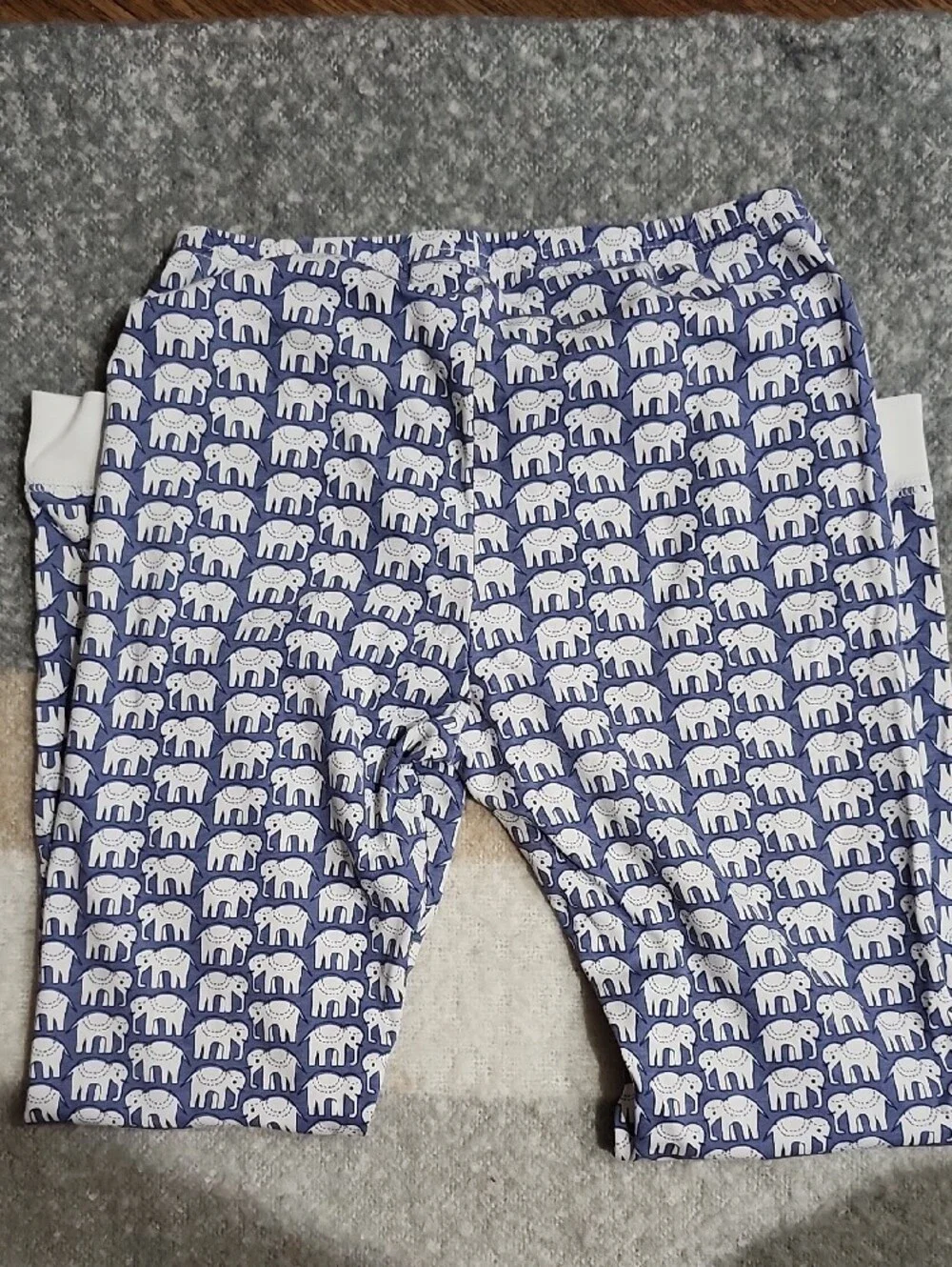 Roller Rabbit Kids Hathi Elephant Pajamas Set Blue White Sz 12 EUC Luxury PJs